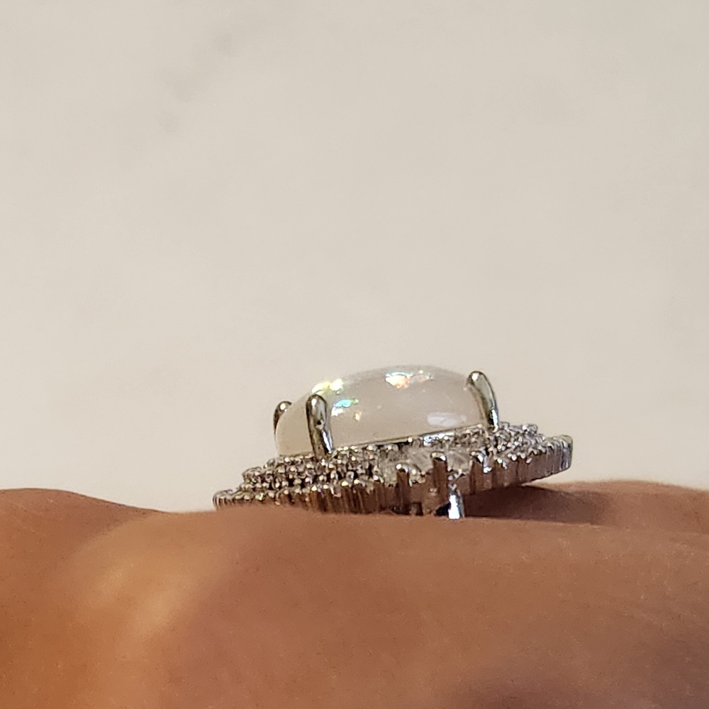 New Big Diamond White Opal S.S Ring - Picture 6 of 6